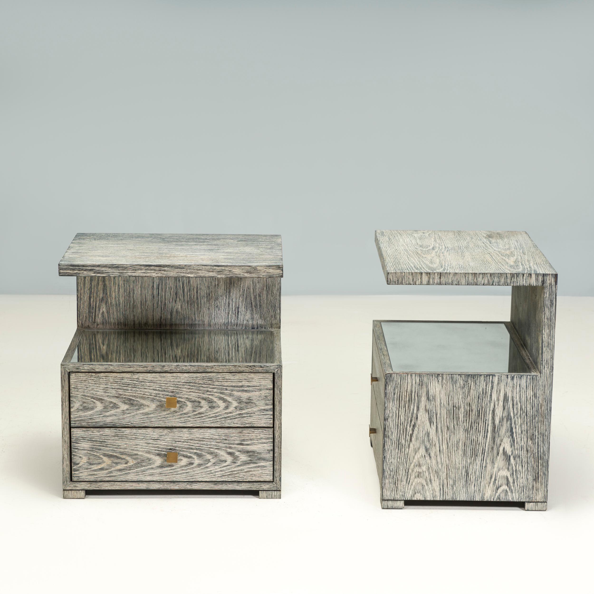 Julian Chichester Limed Black Oak Enzo Bedside Table For Sale 3