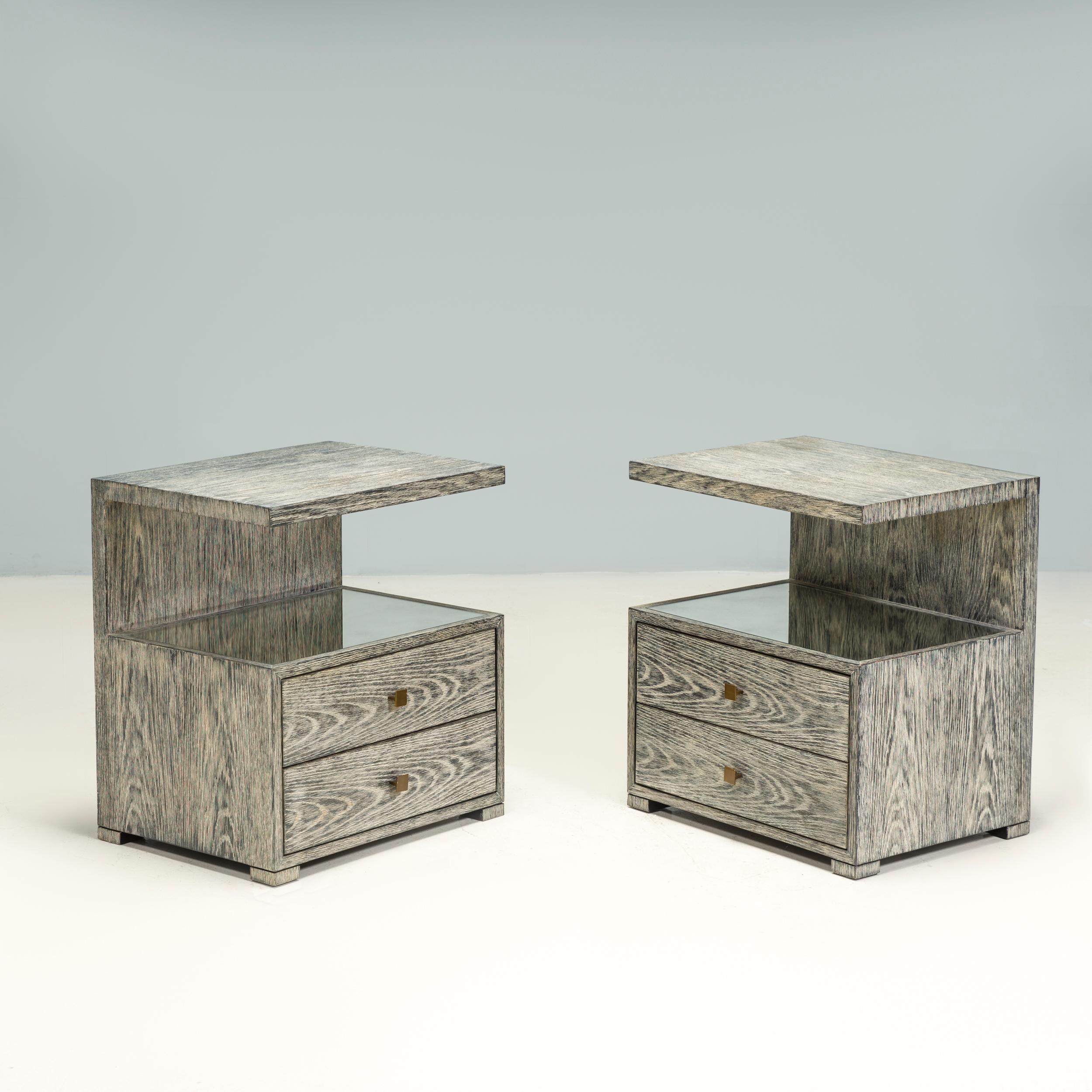 Julian Chichester Limed Black Oak Enzo Bedside Table For Sale 4