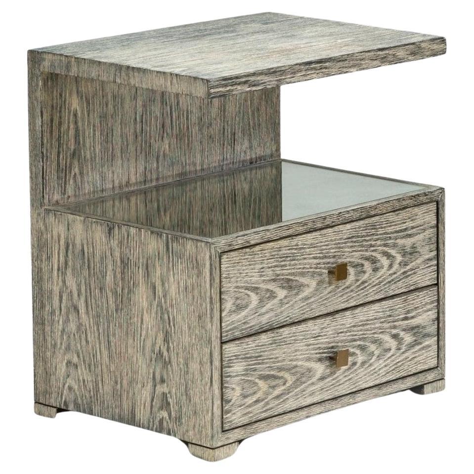 Julian Chichester Limed Black Oak Enzo Bedside Table For Sale