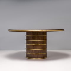 Julian Chichester Madrid Round Oak and Brass Dining Table