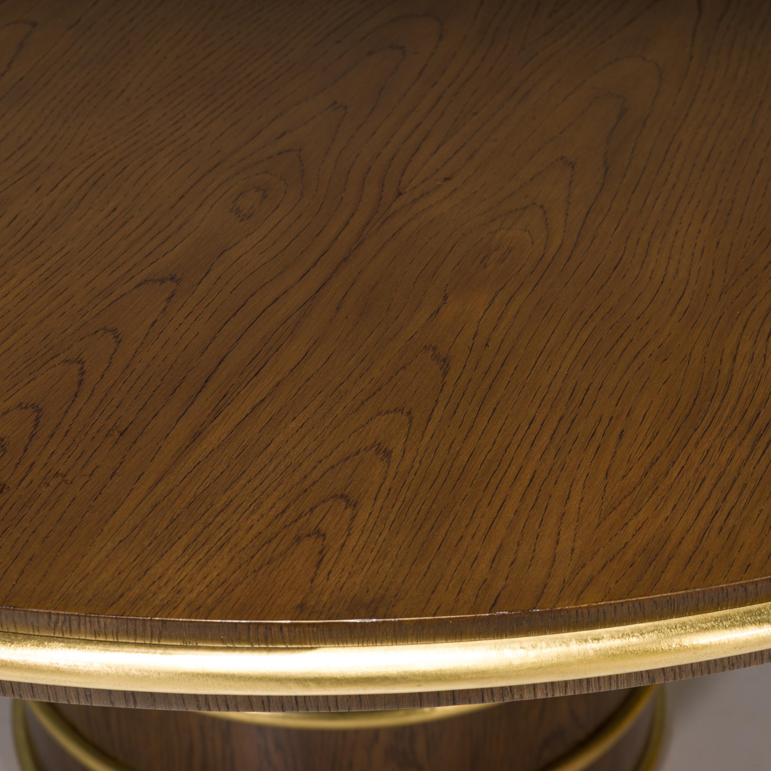 Contemporary Julian Chichester Madrid Round Oak and Brass Dining Table