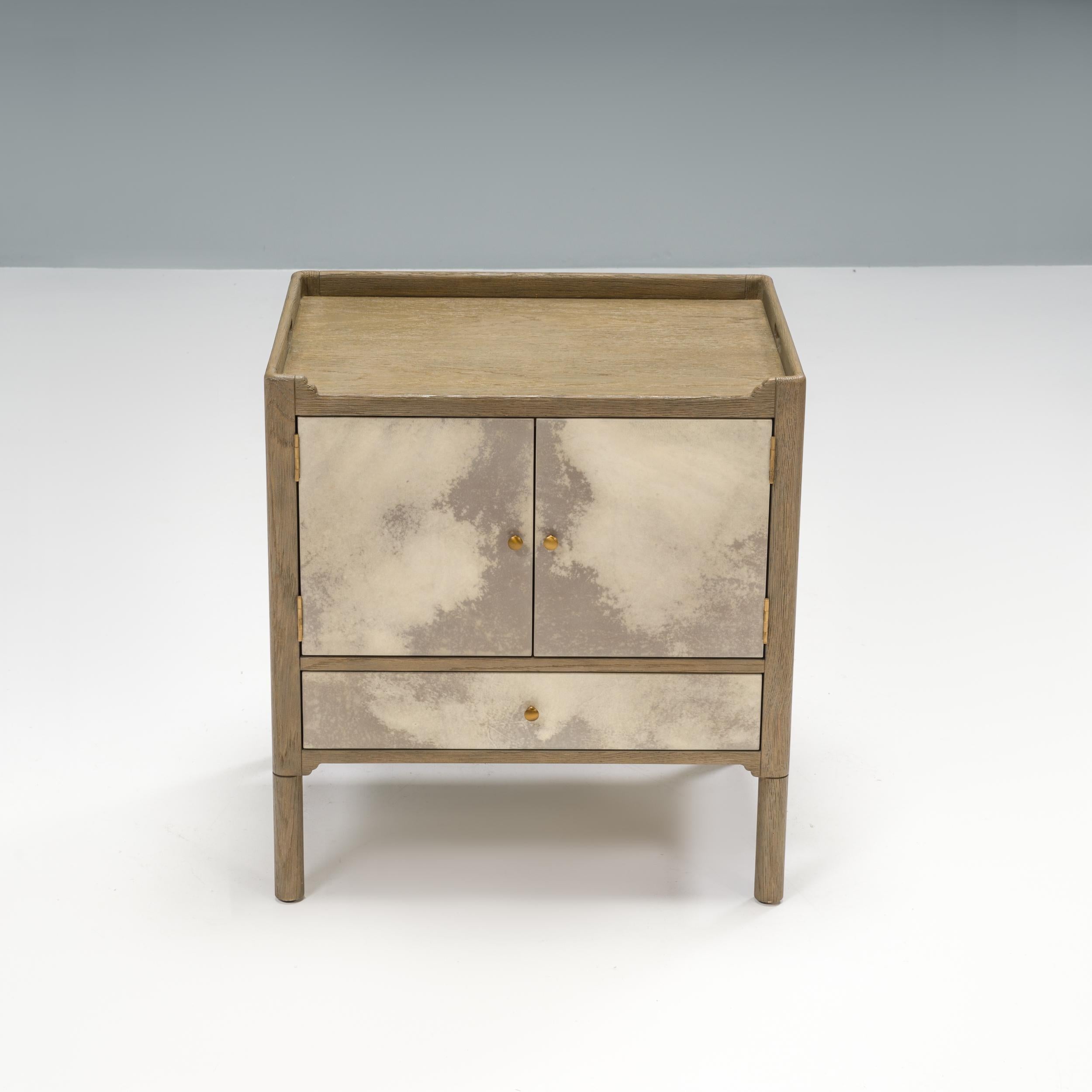 Julian Chichester Monty Vellum Bedside Table In Good Condition In Basildon, London
