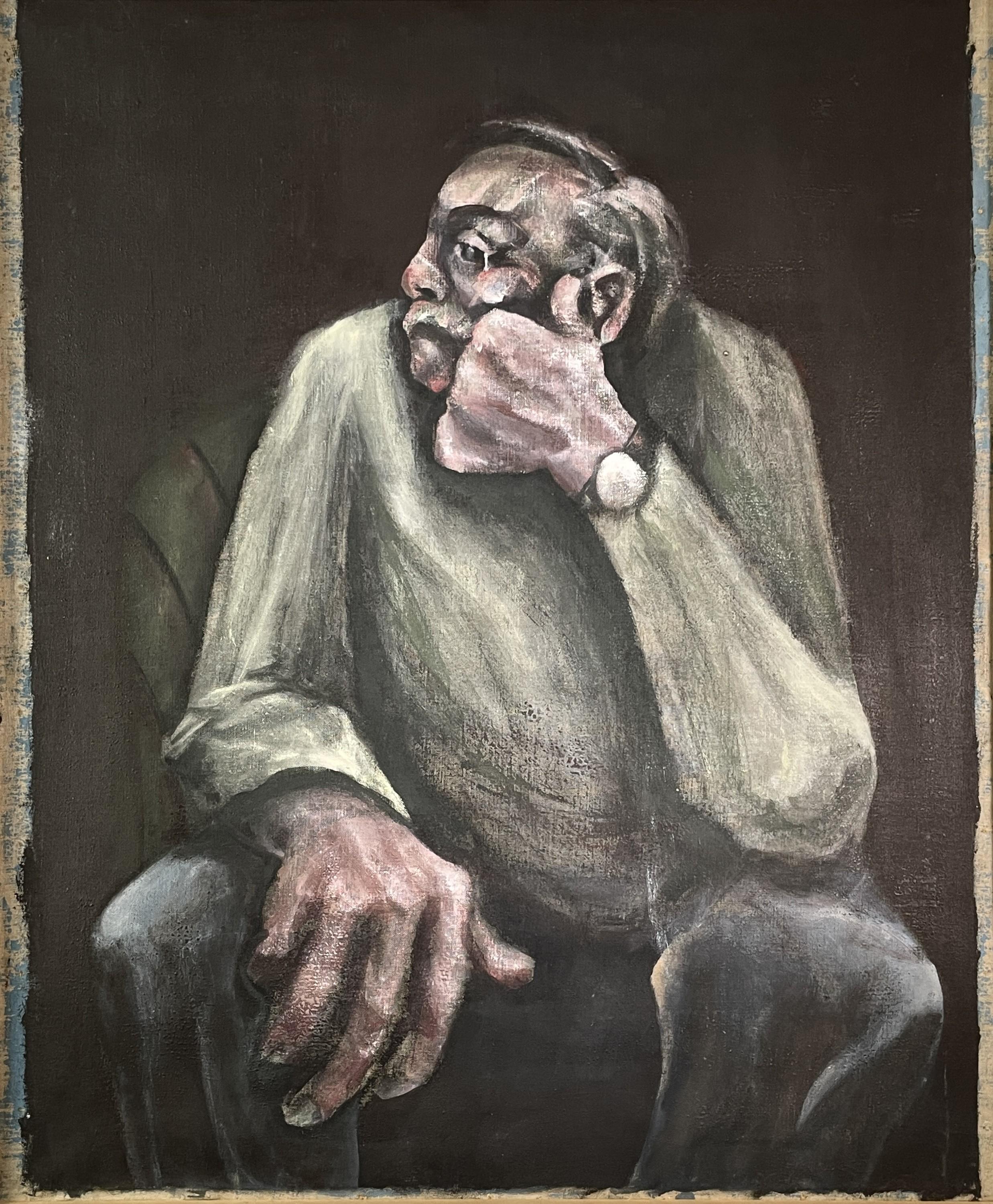 Julian Dyson Portrait Painting - "Seated Man"  Figurative Oil Painting