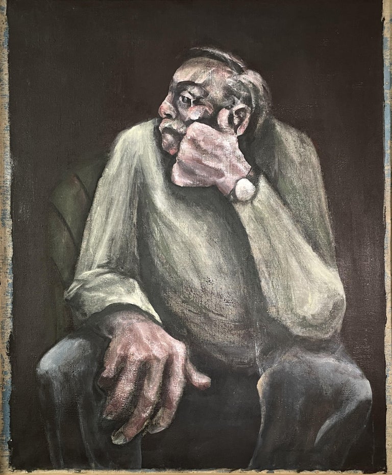 Julian Dyson Figurative Painting - "Seated Man"  Figurative Oil Painting