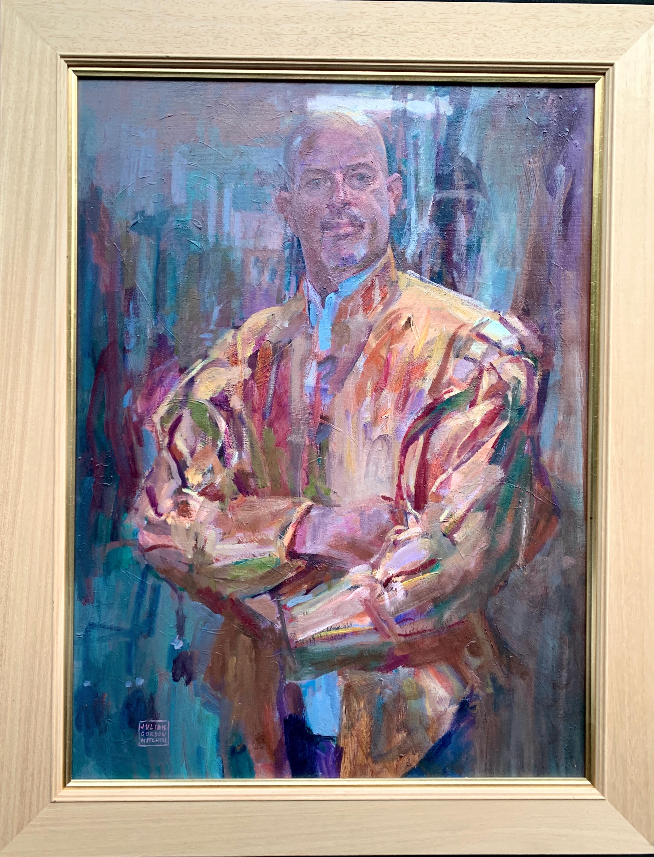 Figurative Painting Julian Gordon Mitchell - Portrait anglais de portrait d'un acteur en costume de qualité supérieure 