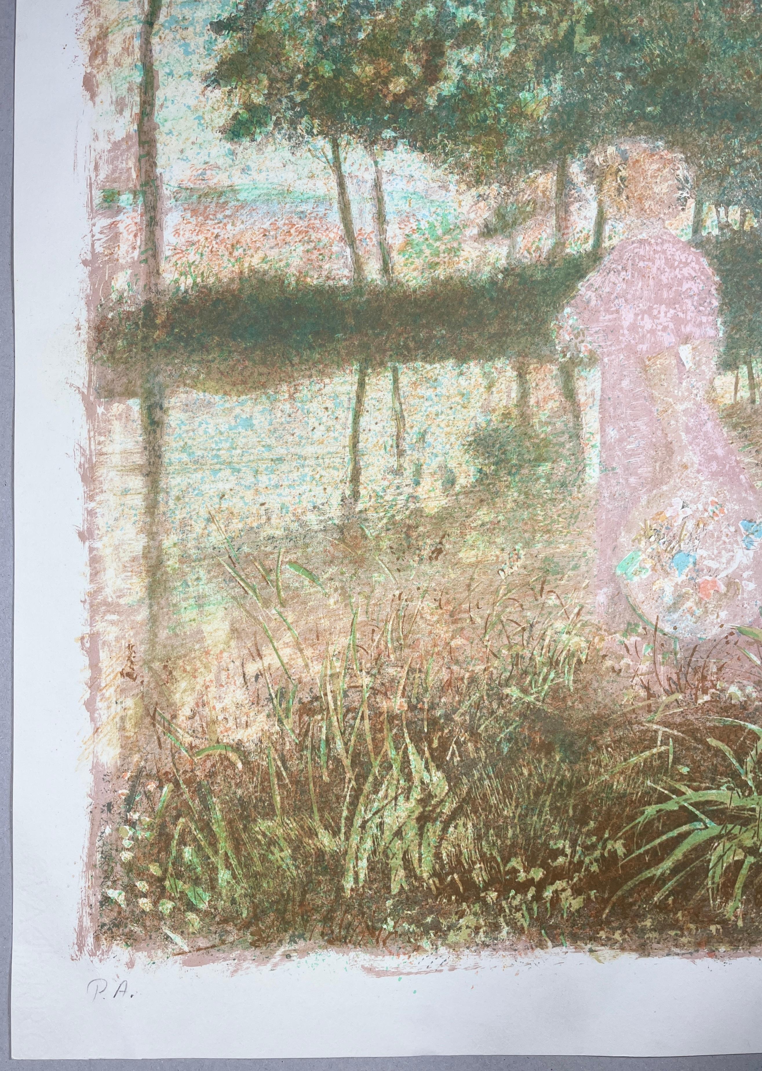 Julián Grau Santos  (Spagna, 1911-2013)
'Junto al río', 1985
litografia su carta
22,1 x 30 pollici (56 x 76 cm)
Non incorniciato
ID: GRA1332-002-000
Firmato a mano dall'autore
Buono stato