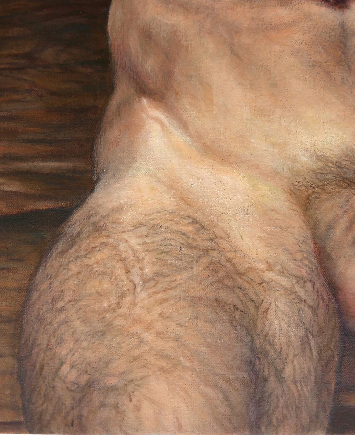 Male Nude- Sitting #1 - Contemporary Painting by Julian Hsiung