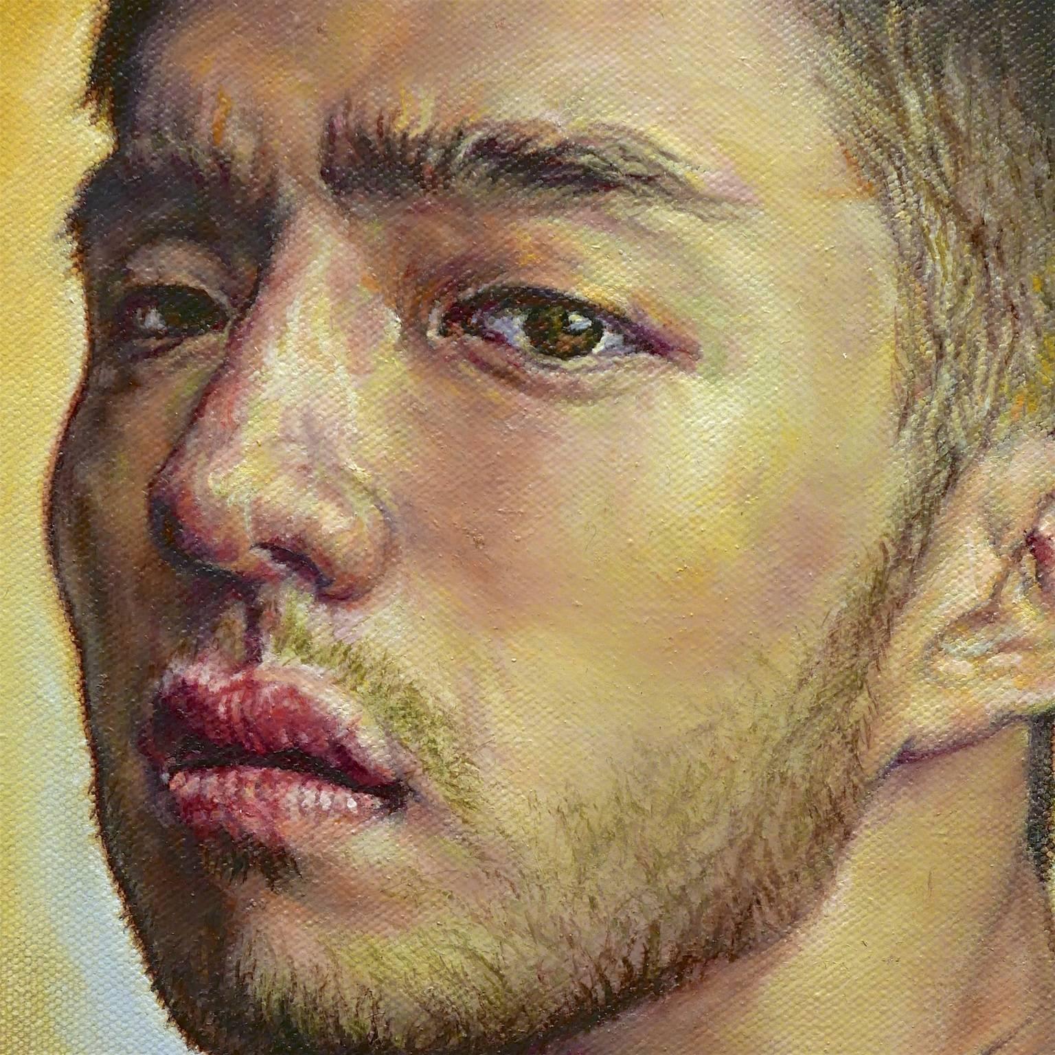 Untitled #4 – “Head Shots” series - Painting by Julian Hsiung