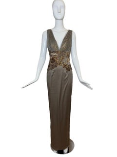 JULIAN JOYCE by MANDALAY Zinn verziertes Abendkleid Maxikleid mit tiefem Saum und Spitze