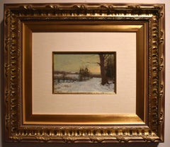 "Near Lake Hopatcong, New Jersey"  Date: 1908.  Exquisite small snow scene!!!!!!