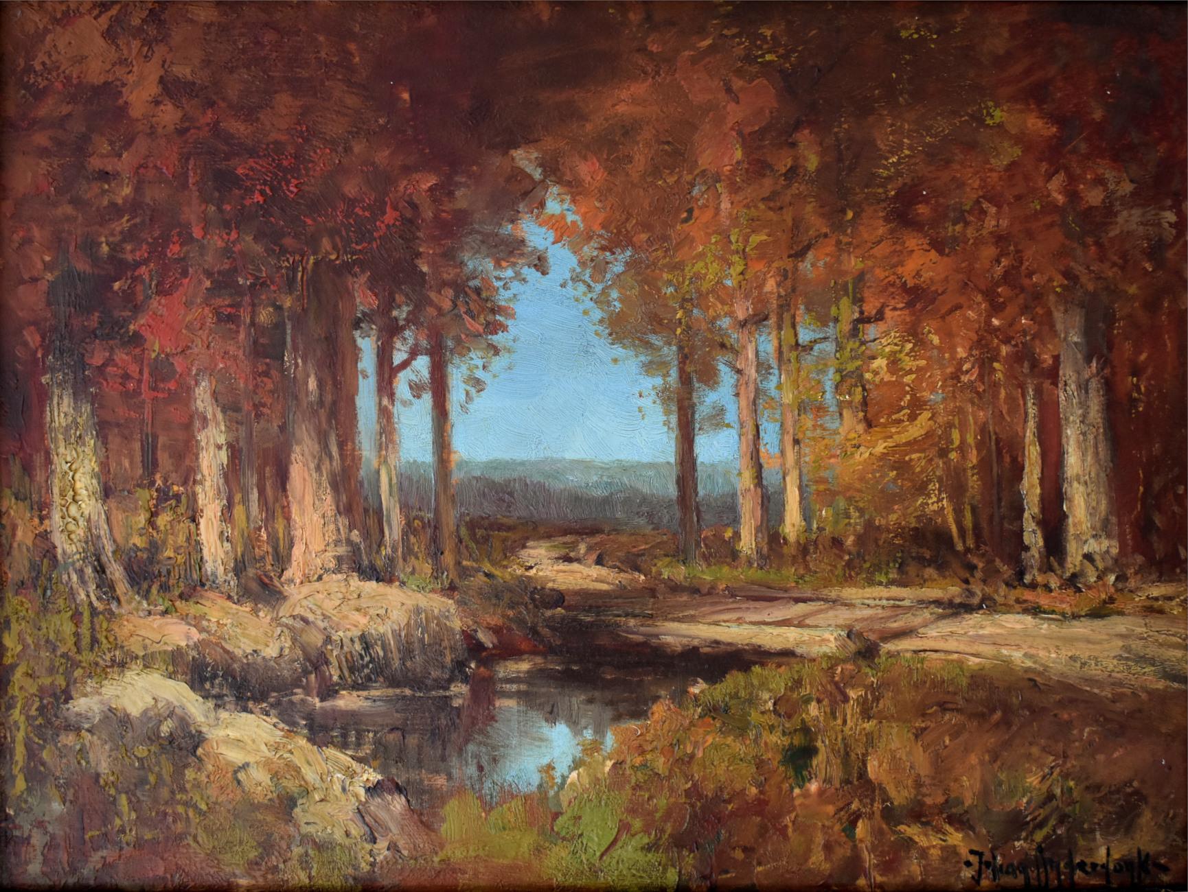 Landscape Painting Julian Onderdonk - « Road Through The Woods »   1909  