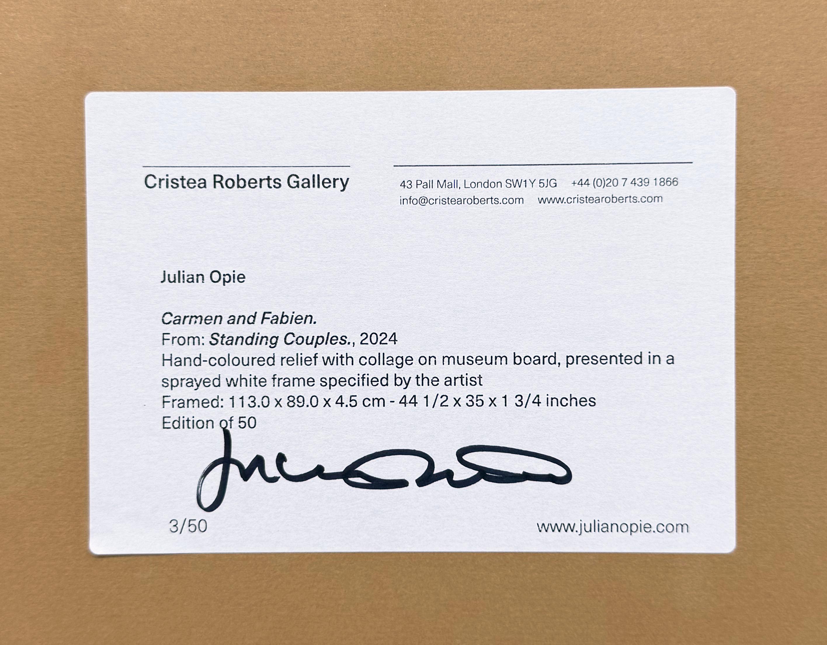 Carmen and Fabien (from Standing Couples), hand signed relief with collage - Print by Julian Opie