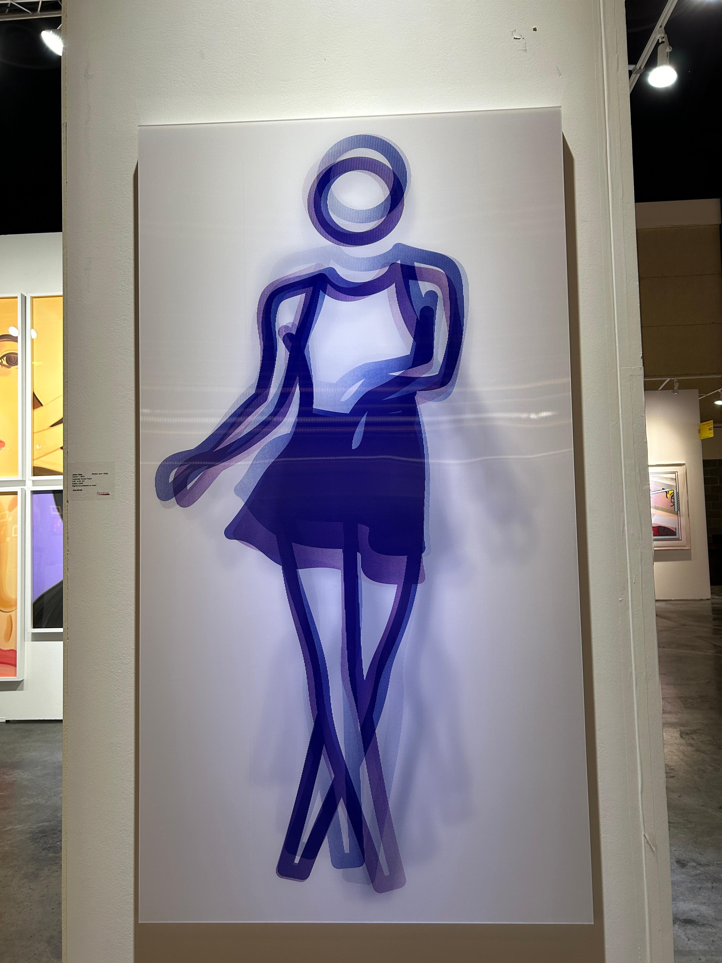 Contemporary Blue Acrylic Lenticular Panel Woman, Julian Opie, Dance, Figure 1  For Sale 3