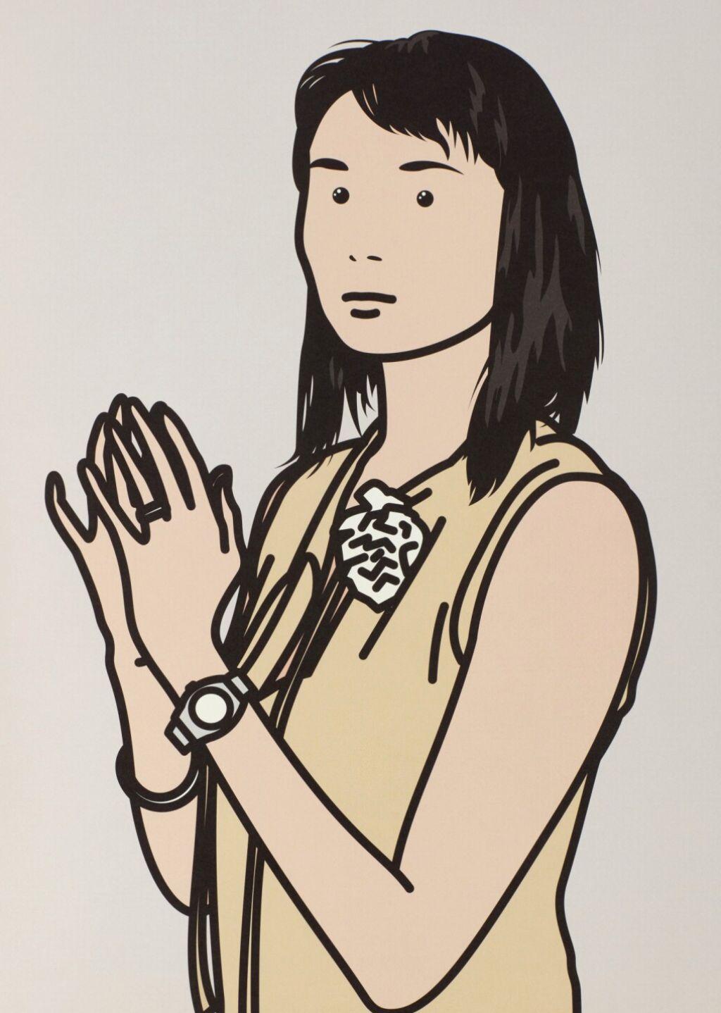 Julian Opie Portrait Print - Hijiri with Hands Together, from 26 Portraits