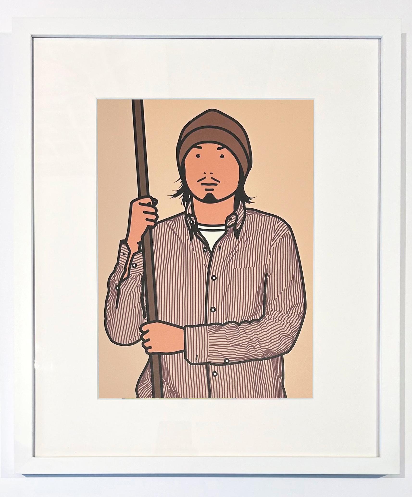 Hirofumi with Staff, from 26 Portraits - Print by Julian Opie
