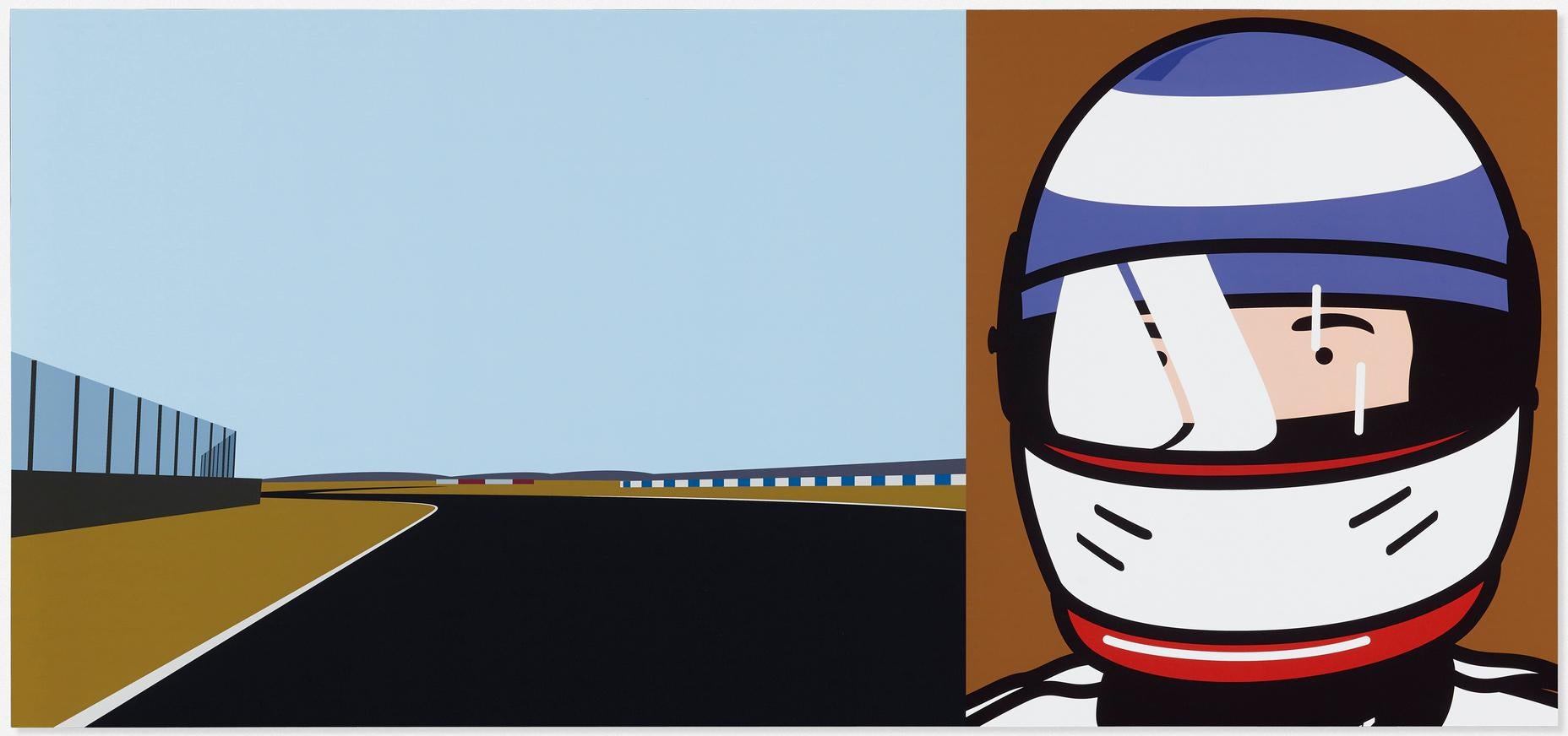 Portrait Print de Julian Opie - IMAGINA QUE CONDUCES (RÁPIDO) OLIVER CON CASCO