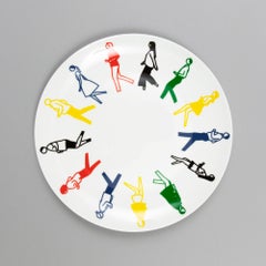 Julian Opie, Running: Glazed bone china plate, Contemporary Pop Art