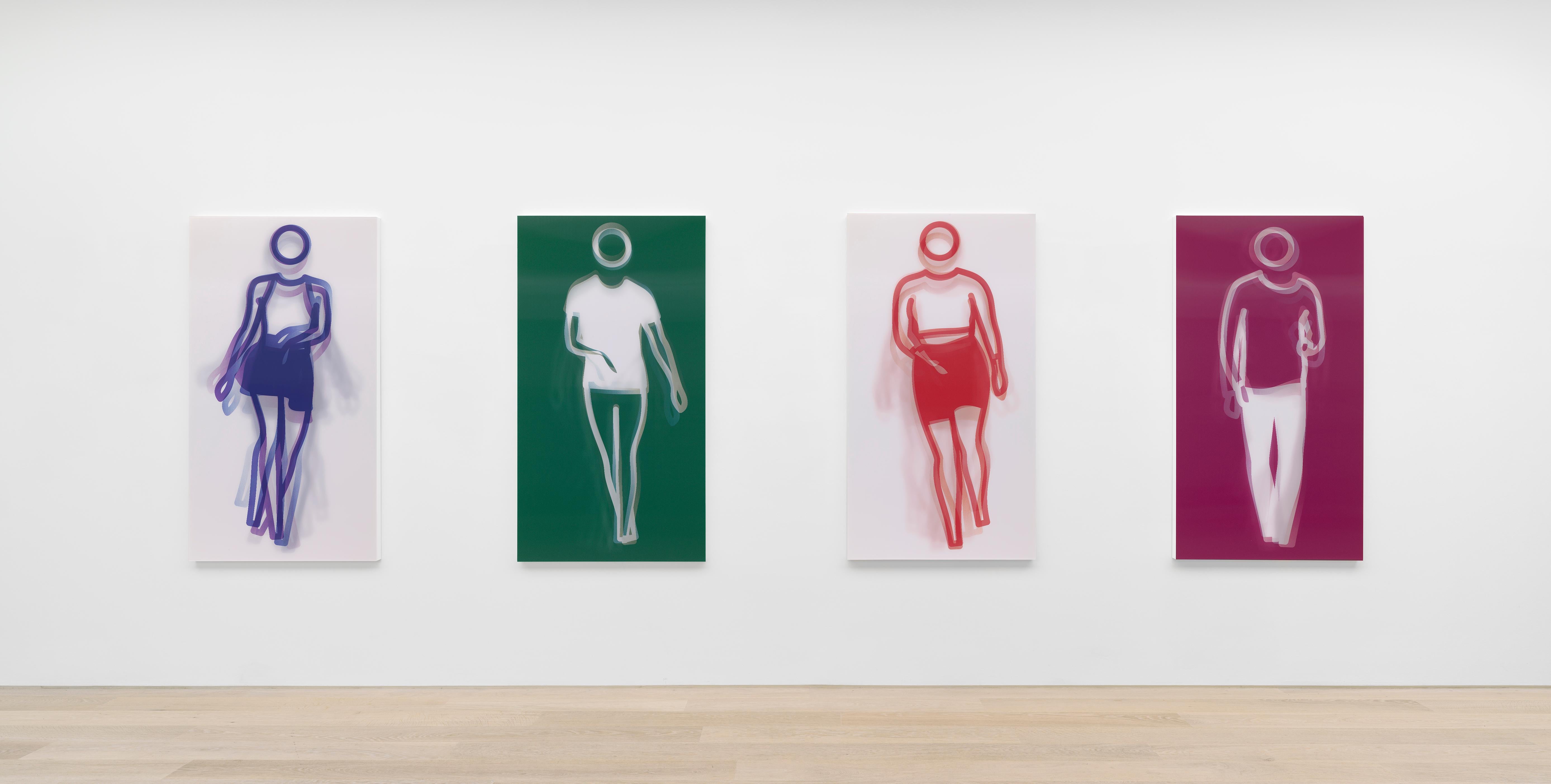 Bewegte große zeitgenössische Acryltafel mit tanzender Figur, vier Farben, Tanz 3 – Print von Julian Opie