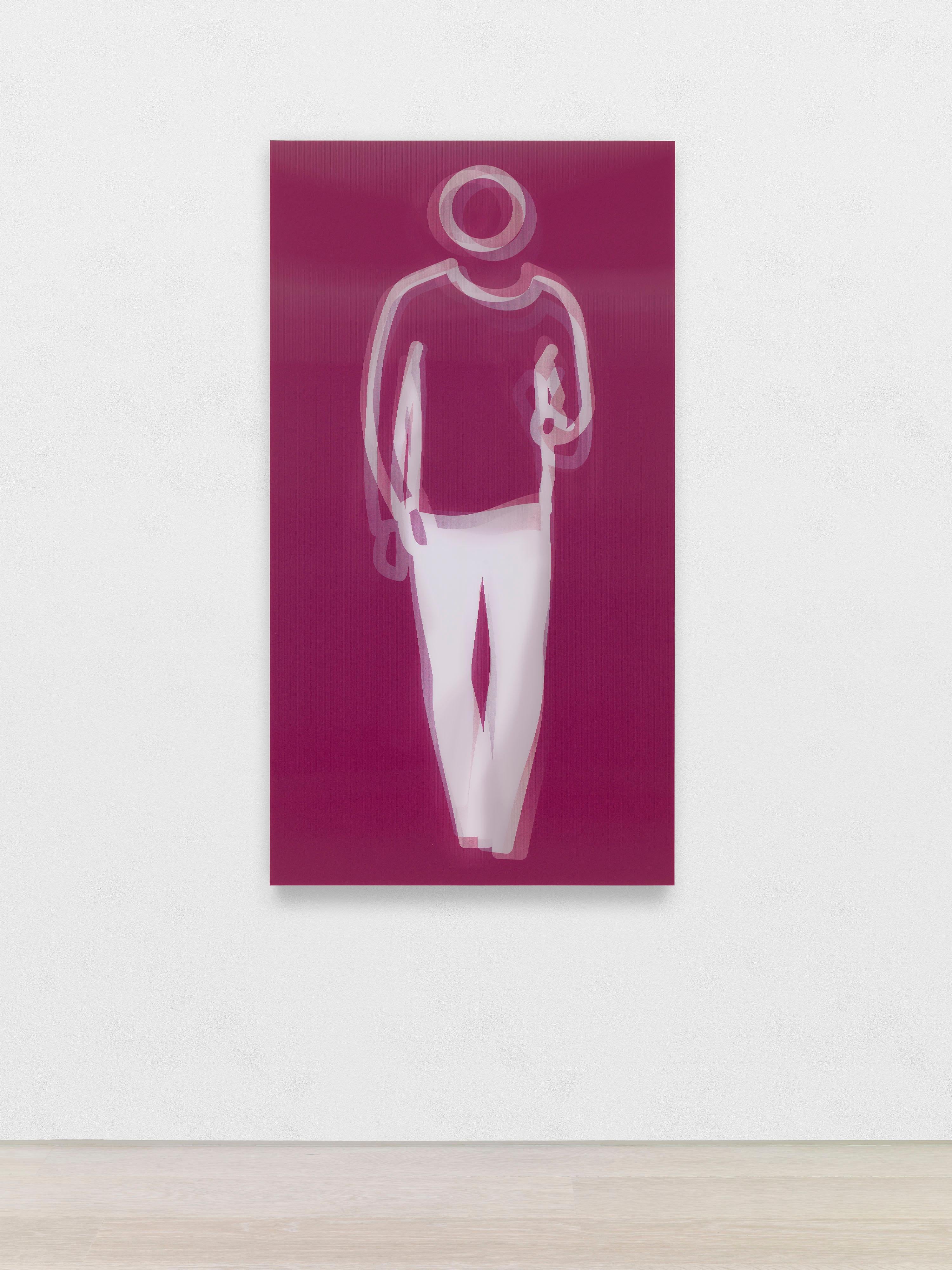 Figurative Print Julian Opie - Moving Large Contemporary Acrylic Panel of Dancing Figure, Four Colors, Dance 4 (panneau acrylique contemporain de grande taille représentant une figure dansante)