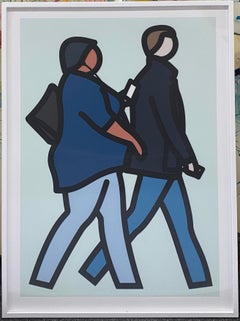 New York Couple (#2) Serigrafia con getto d'inchiostro e collage Firmato verso Ed. di 55