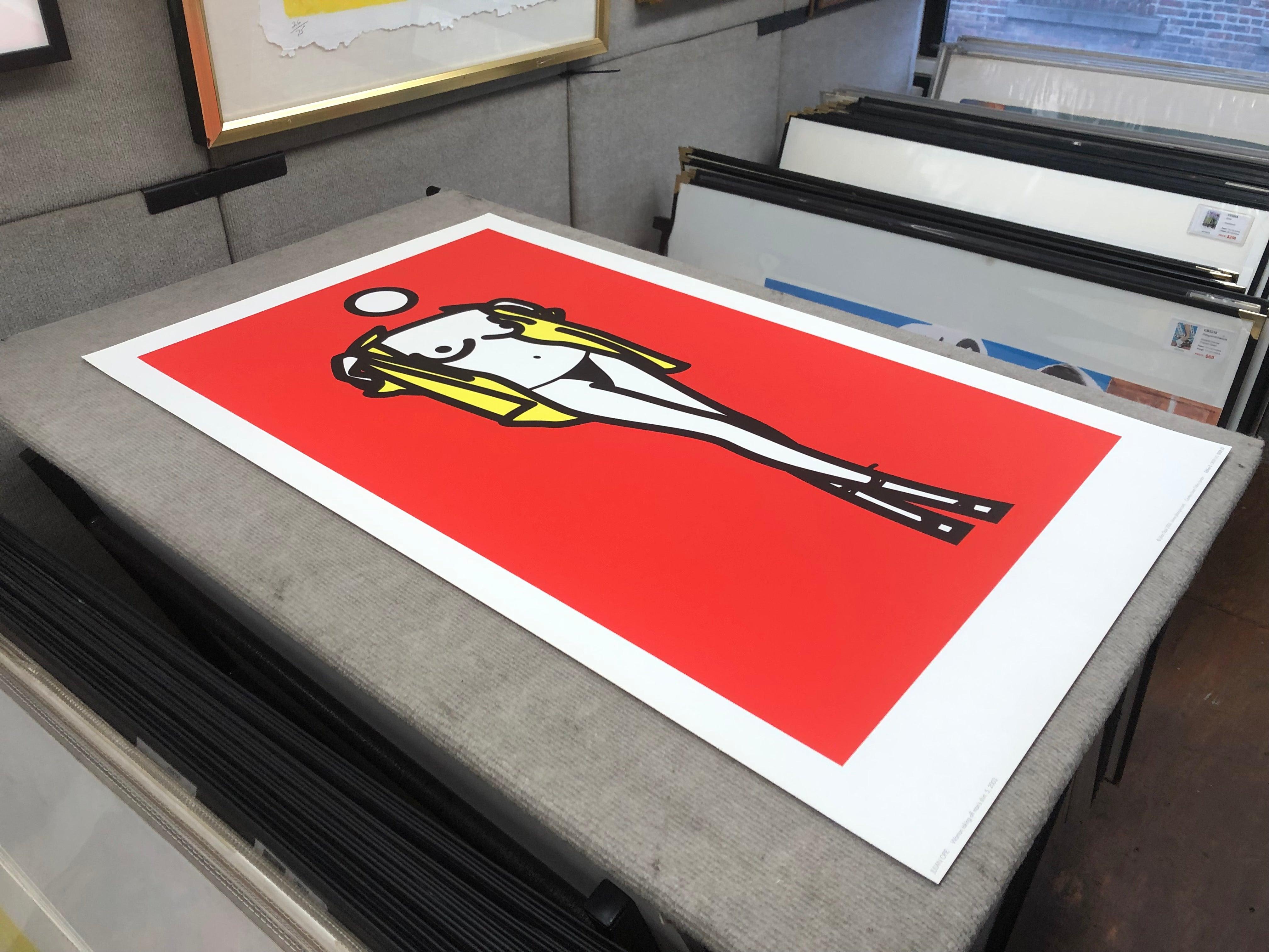 Opie-Femme enlevant la chemise d'un homme Pop Art - Contemporain Print par Julian Opie