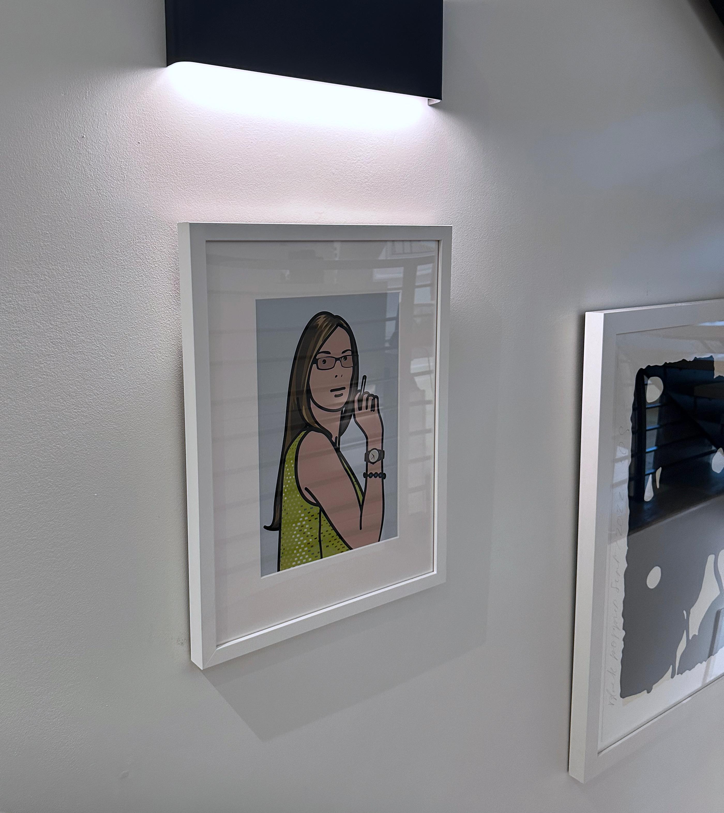 Ruth Smoking 2, aus 26 Porträts (Grau), Portrait Print, von Julian Opie