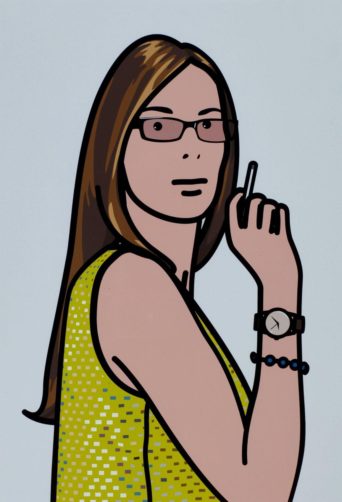 Julian Opie Portrait Print – Ruth Smoking 2, aus 26 Porträts