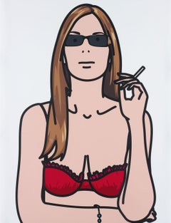 Ruth Smoking. 4 -- Print, Portrait, Screen Print, Woman, Pop Art by Julian Opie