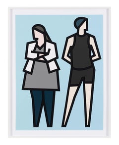 Julian Opie Standing Couples Relief Print, Lydia and Garrett, Signed, Modern