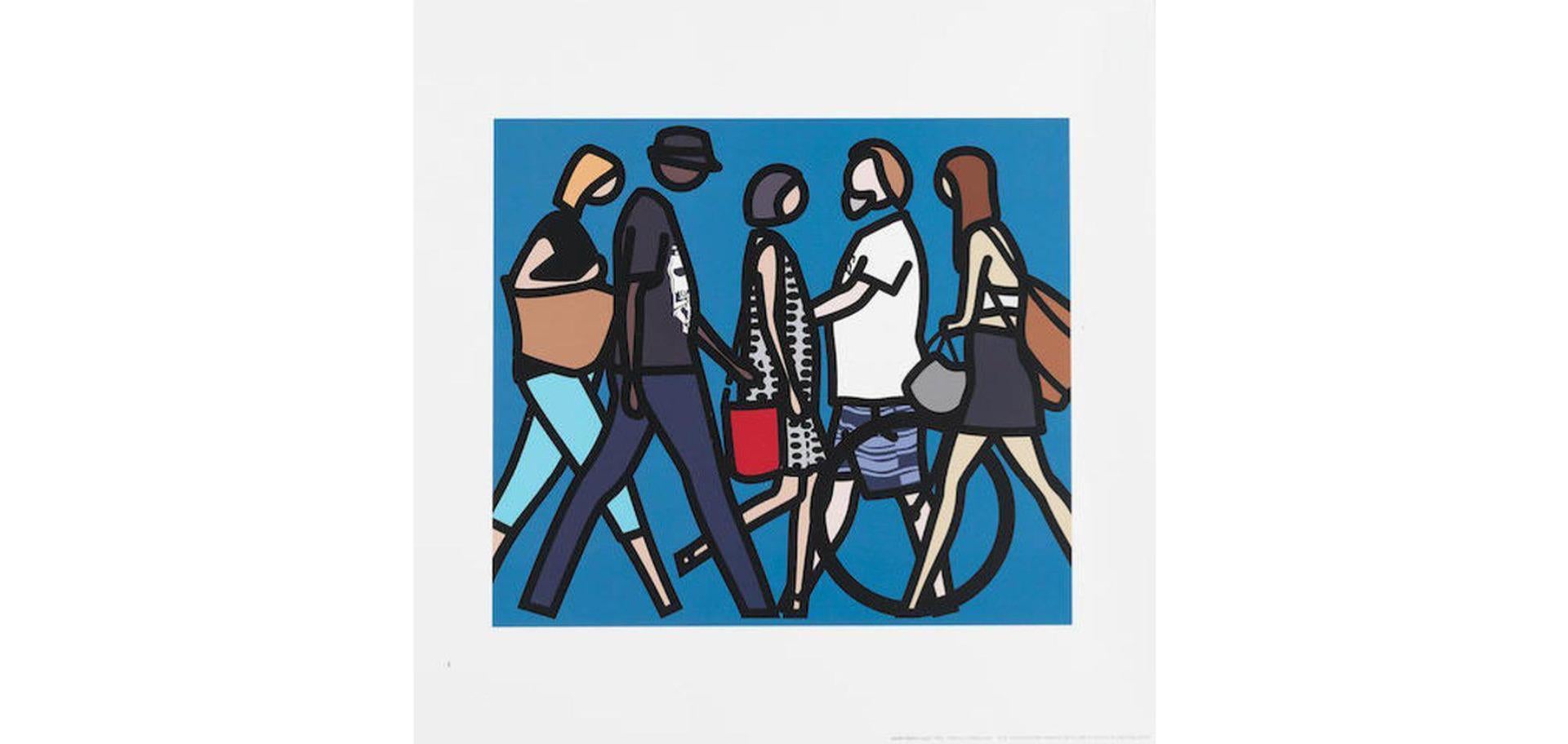 Walking in Melbourne, 1, Screenprint in Colours on Wove, 2018

This piece is from Opie's 'Walking in Melbourne' series, which was produced in 2018 and co-published by the artist's studio and the National Gallery of Victoria (Melbourne). Simple yet