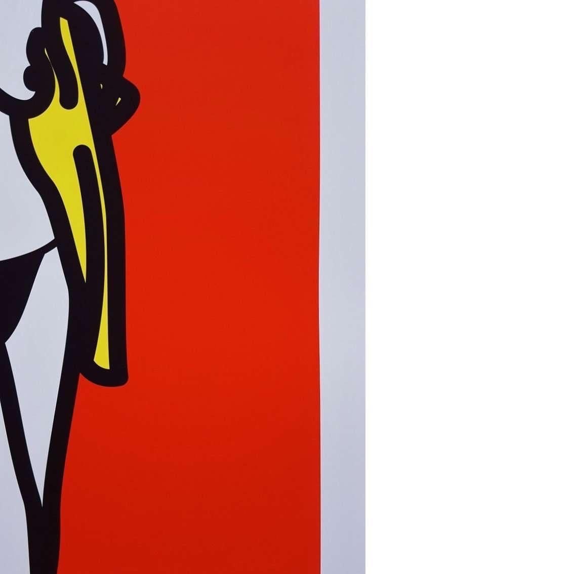 Julian Opie, Woman Taking Off Man’s Shirt, 2003

3-colour silkscreen print on woven paper 

23.75 x 39.5 in (60 x 100 cm) 

Unknown edition size courtesy of Lisson Gallery London. Published by K21 Kunstammlung Nordrhein-Westfalen, Dusseldorf in