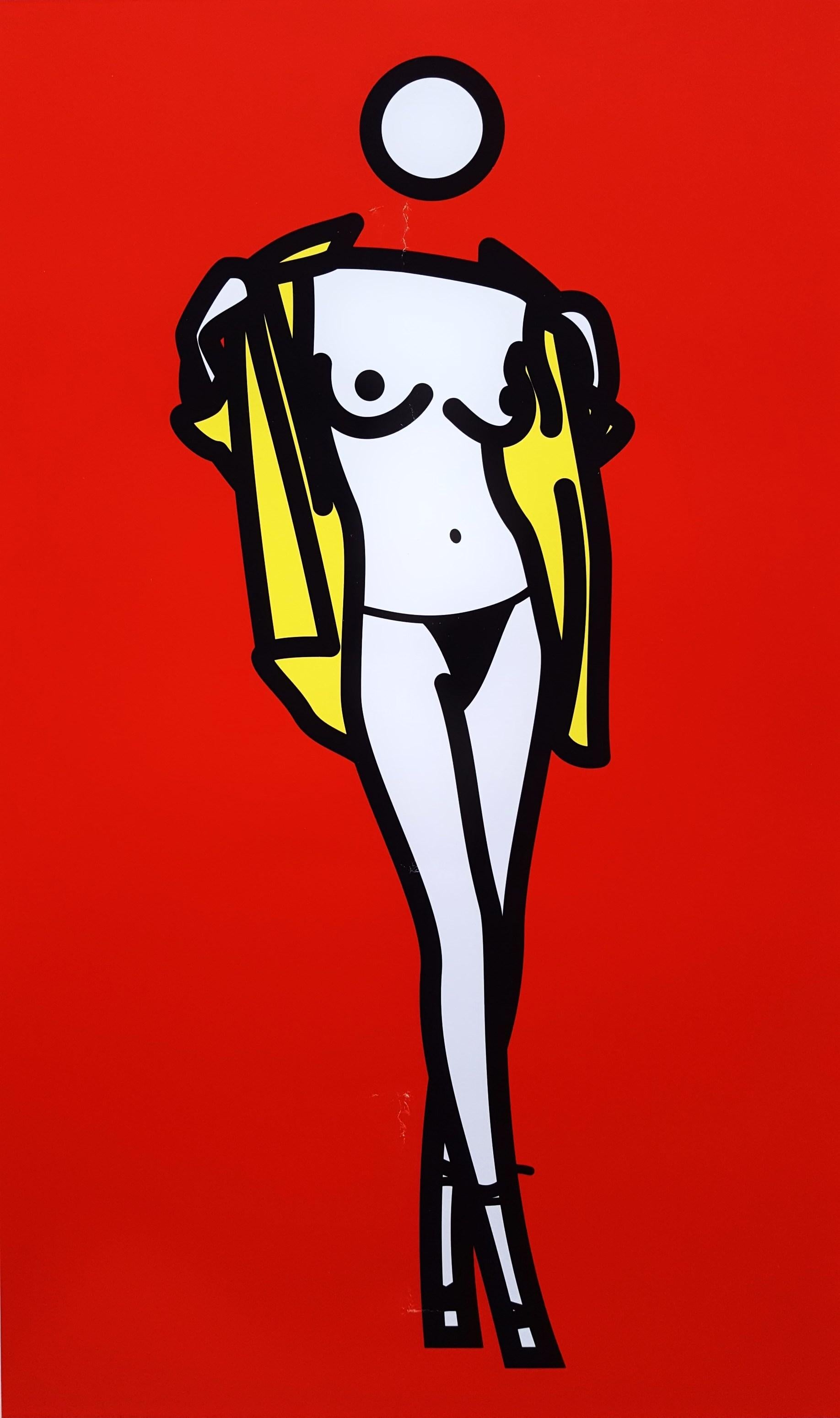 Julian Opie Nude Print - Woman Taking Off Man's Shirt