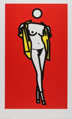 Woman taking off man's shirt -- Screen Print, Figure, Pop Art by Julian Opie