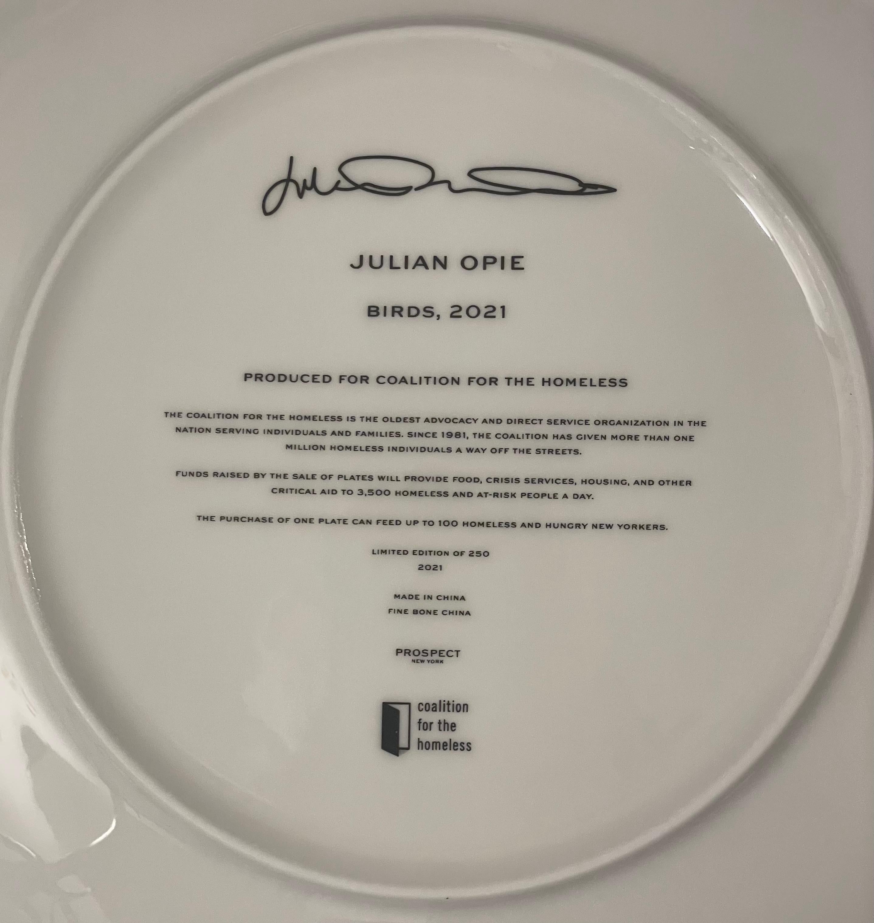Julian Opie Pájaros Plato de China de Hueso de Edición Limitada Pop Art Ed de 250 Firmado en venta 4