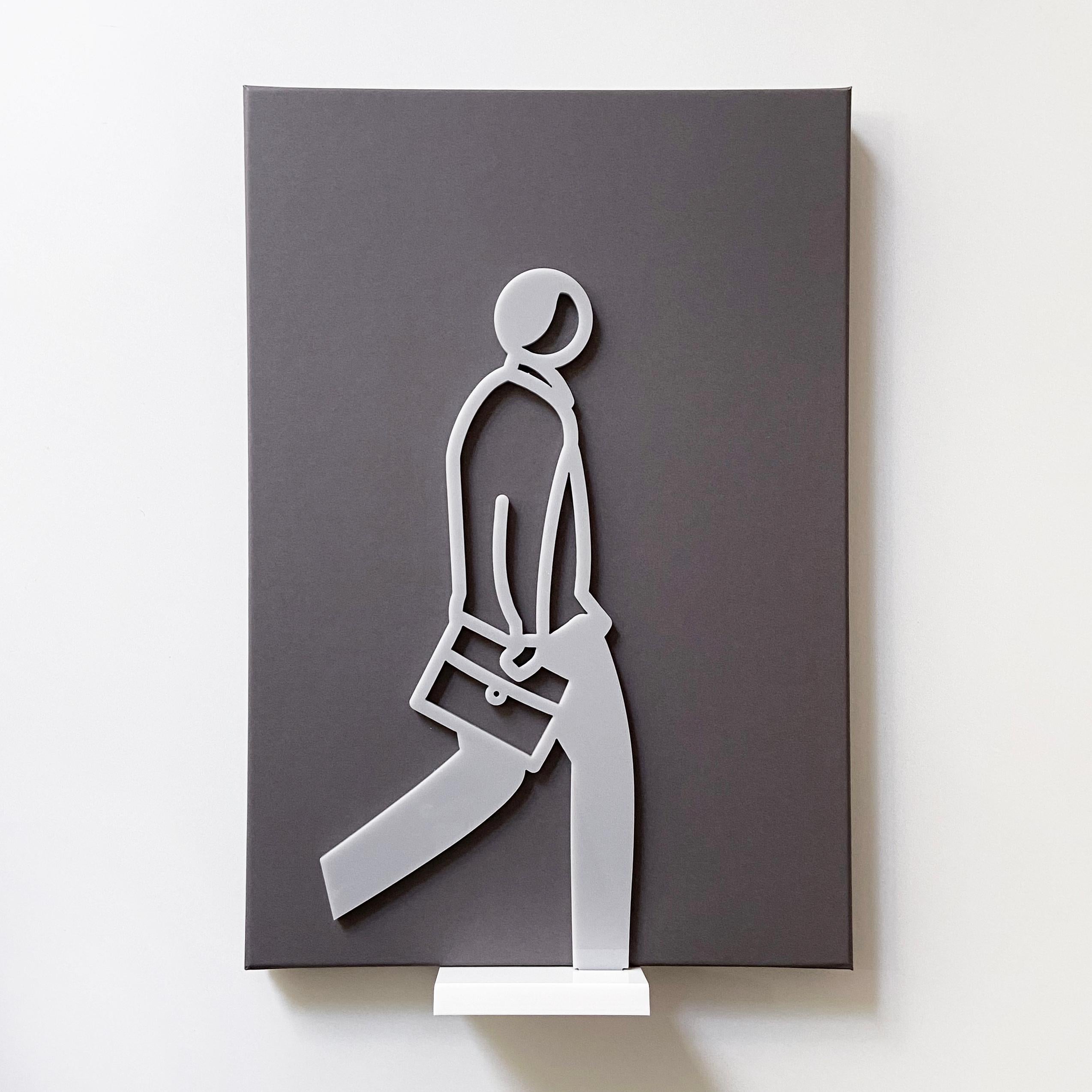 Julian Opie, Male Walker (Grey) - Contemporary Sculpture, British Pop Art 1