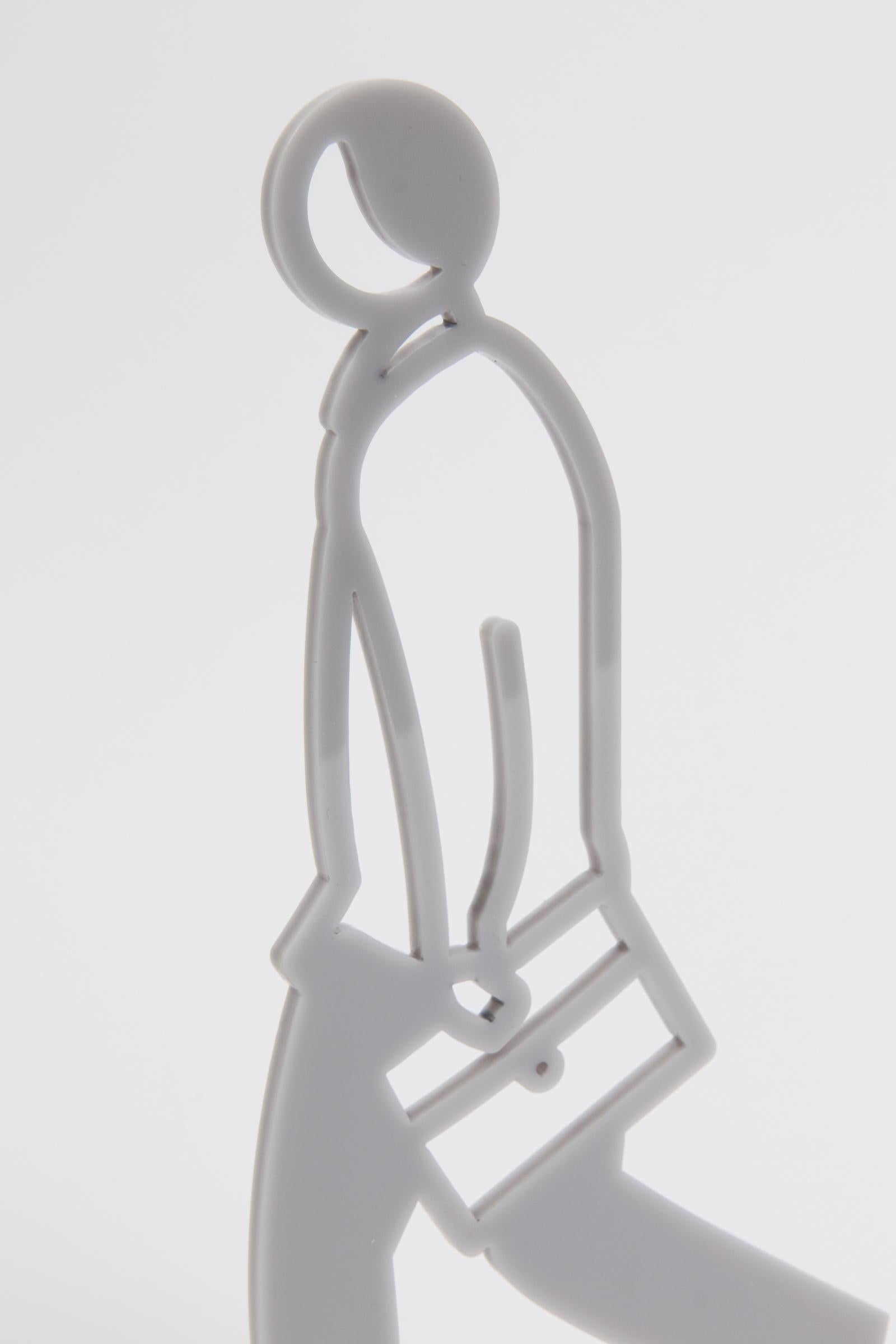 Julian Opie, Male Walker (Grey) - Contemporary Sculpture, British Pop Art For Sale 1