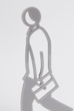Julian Opie, Male Walker (Grey) - Zeitgenössische Skulptur, Britische Pop Art