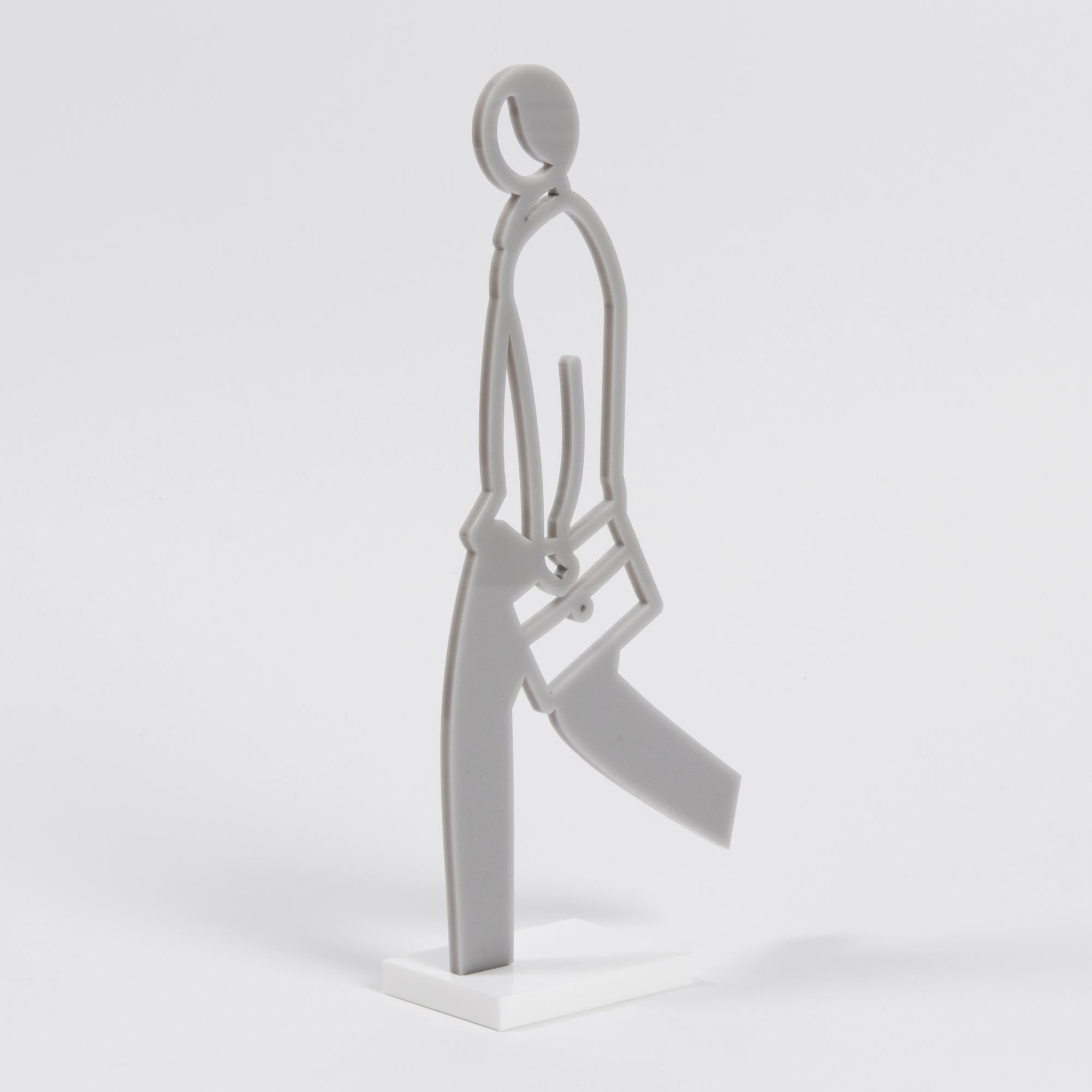 Julian Opie, Male Walker (Grey) - Sculpture contemporaine, Pop Art britannique en vente 2