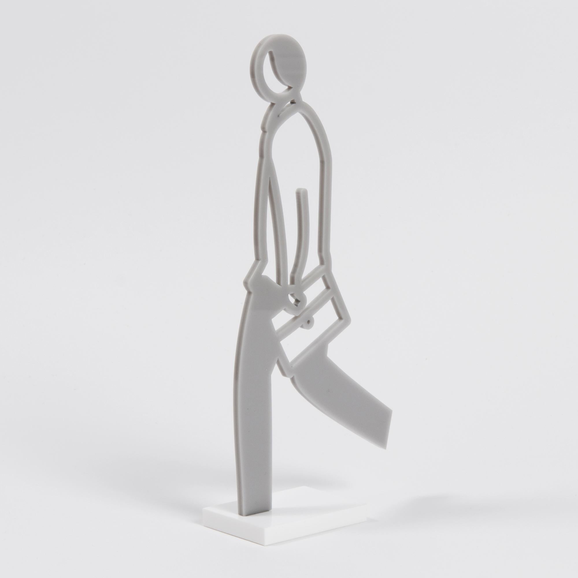 Julian Opie, Caminante masculino (Gris) - Escultura contemporánea, arte pop británico en venta 2