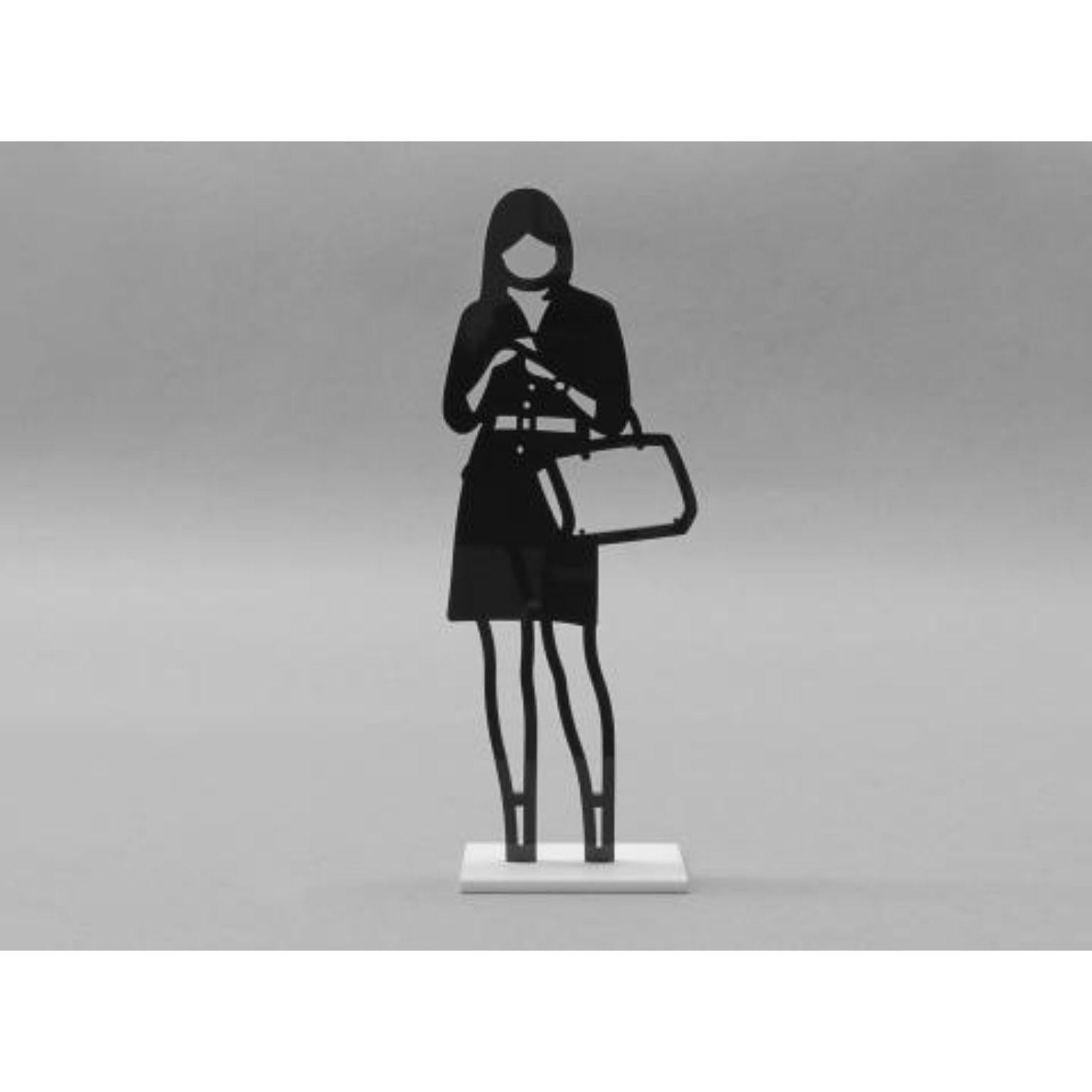 Julian Opie Figurative Sculpture - Statuette (Woman with Handbag)