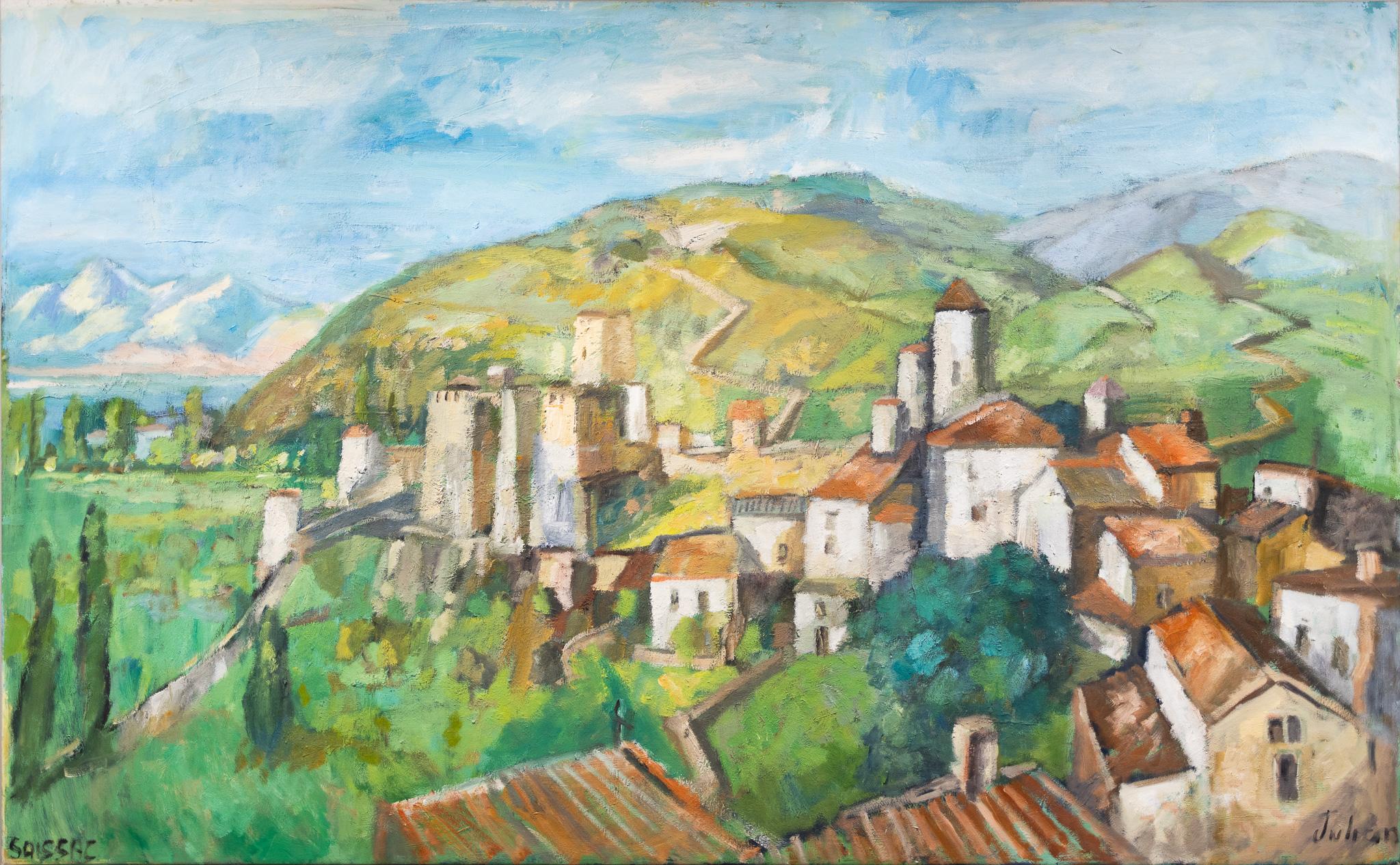 Julian Petrie Landscape Painting - "Saissac" Impressionist Landscape of Southern French Commune