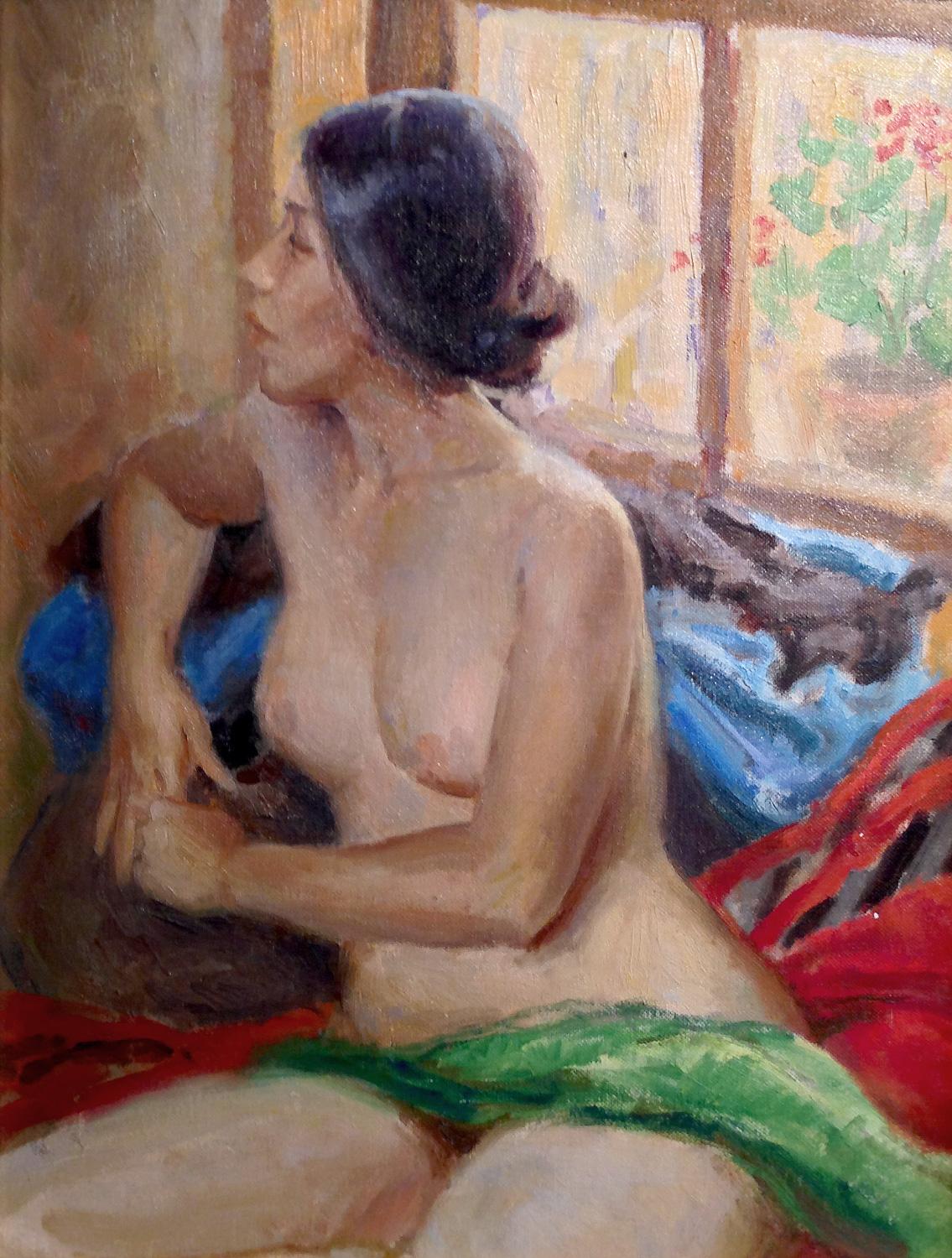 Julian Robles Nude Painting - Girl with Geraniums