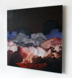 Badlands- Canvas, Oil Paint, Skyscape, Blue, Violet, Pink, White, Red, Nature
