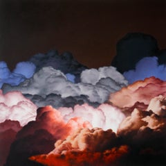 Badlands- Canvas, Oil Paint, Skyscape, Blue, Violet, Pink, White, Red, Nature