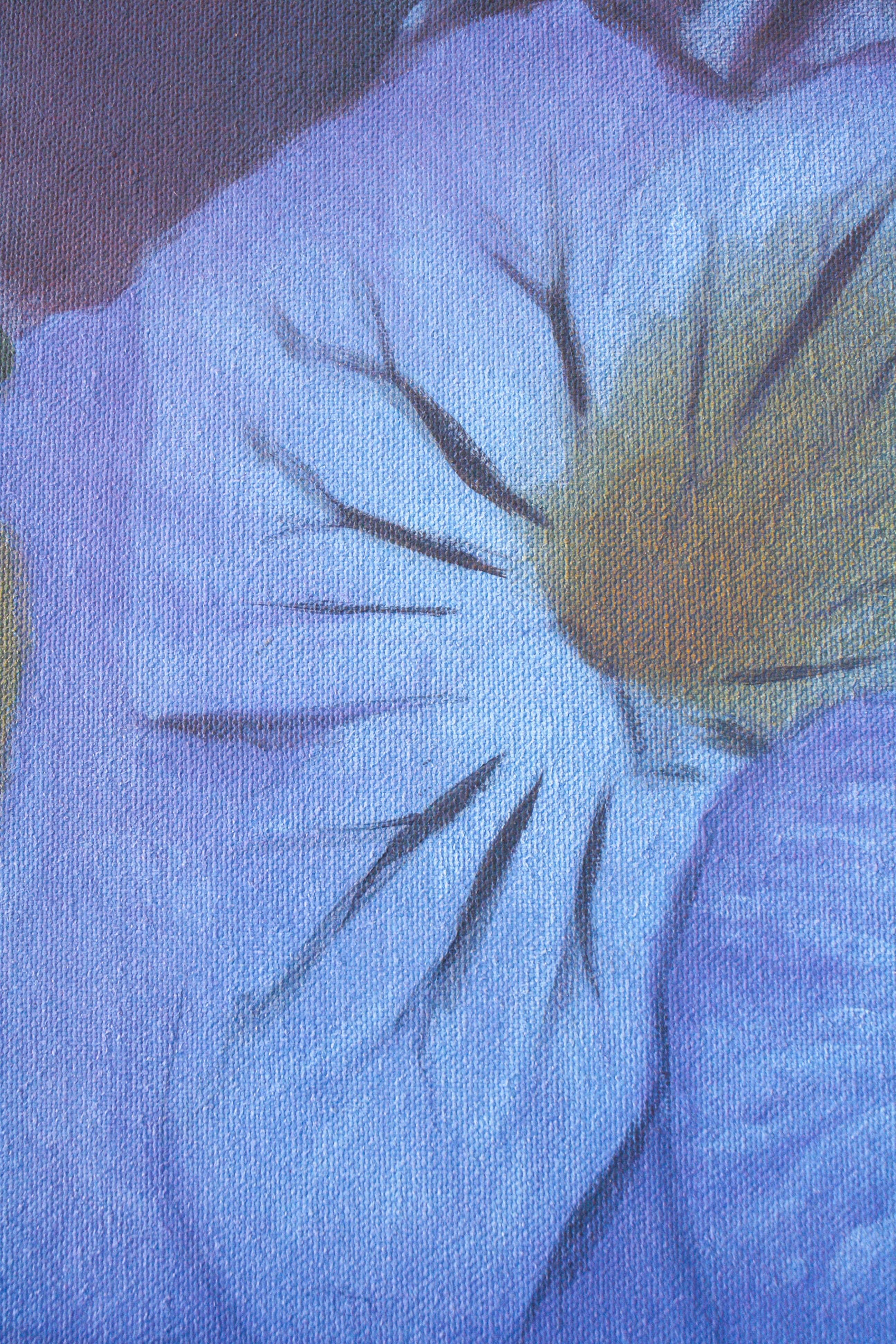 Blue Flowers - Photorealist Painting by Julian Rogers
