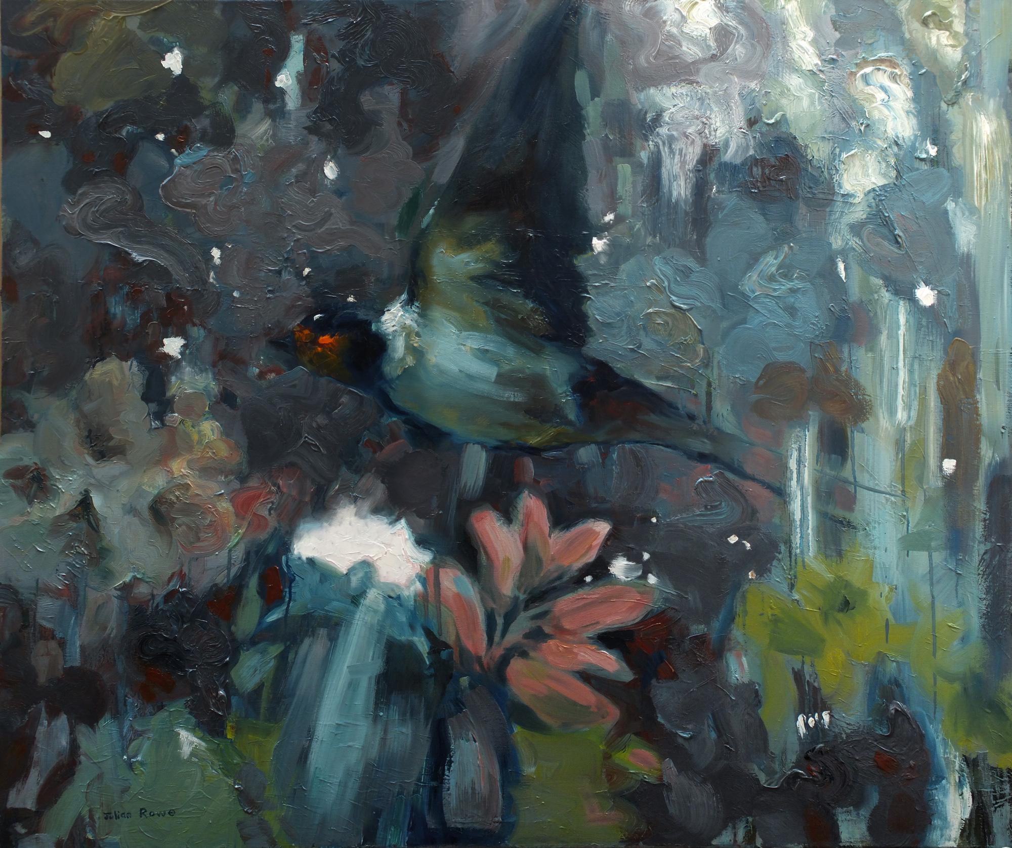 Landscape Painting de Julian Rowe - Casiopea.  Pintura al Óleo Contemporánea de Pájaros