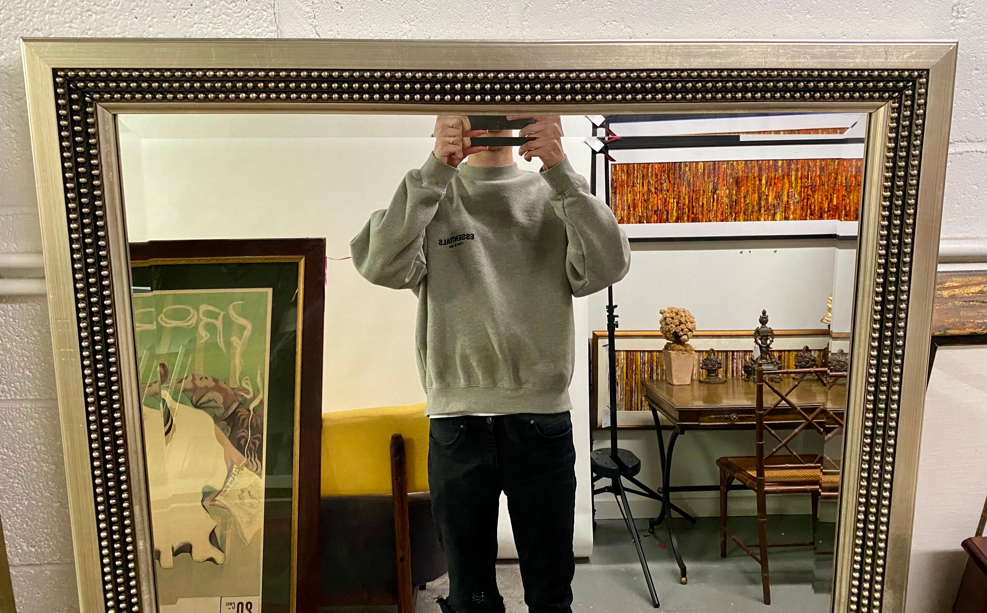 Julian Schnabel Brutalist Style Silver Studded Console or Wall Mirror , a Pair For Sale 1