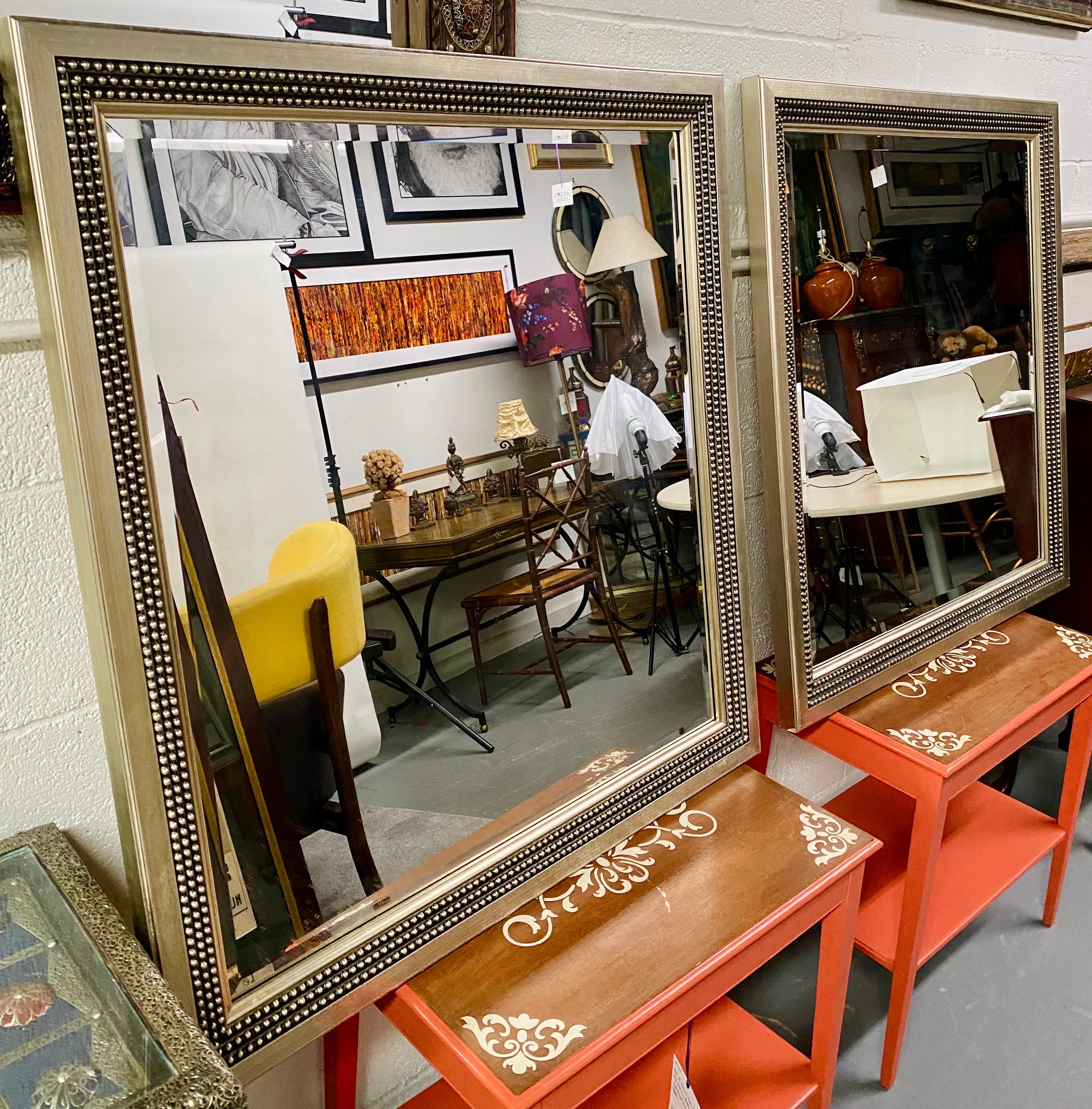 Julian Schnabel Brutalist Style Silver Studded Console or Wall Mirror , a Pair For Sale 2