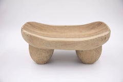 "Julian Schwarz Grooved Stool", hand-carved Walnut decorative stool