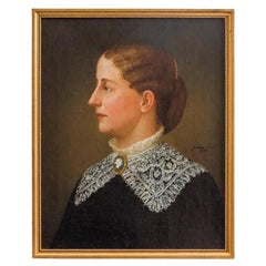 Antique Julian Scott American, (1846-1901) A Portrait of Isabella Penn Smith Fleming C.